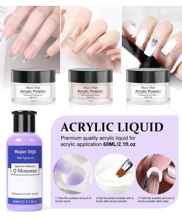 Acrylic Nail Kit - White Pink Clear Powder & Liquid, Electric Nail Clipper, Top Base Coat, Tips, Forms & DIY Art Tools - Beginner Set - Buy Online on GoSupps.com