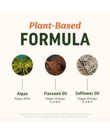 Omega 3 6 9 + DHA Gummies | Plant-Based Triple Omegas from Algae Flaxseed & Safflower Oil | 50mg of DHA | Vegetarian Non-GMO Gluten-Free Essential Fatty Acid Supplements for Adults | 60 Gummies 60 Count (Pack of 1) Gumm  - Buy Online on GoSupps.com