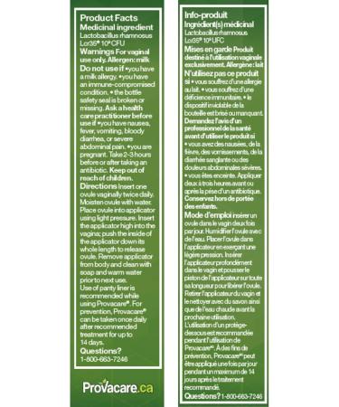 Provacare Probiotic Vaginal Care Naturally Treats and Prevents Vaginal Yeast and Bacterial Infection for Women 7-Day Treatment 14-Count - Buy Online on GoSupps.com