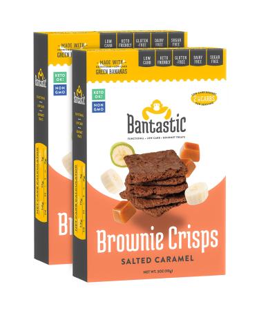 Bantastic Brownie Keto Snack Salted Caramel Crisps - Crunchy Thin Naturally Sweet Sugar Free Brownies Snack Gluten Free Low Carb Dairy Free 3 Oz Ea (Pack of 2)
