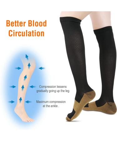 Copper Infused Anti-Fatigue Compression Unisex Flight Travel Socks Anti Swelling DVT Support *UK Stock* (Large/X Large) L-XL Black - Buy Online on GoSupps.com