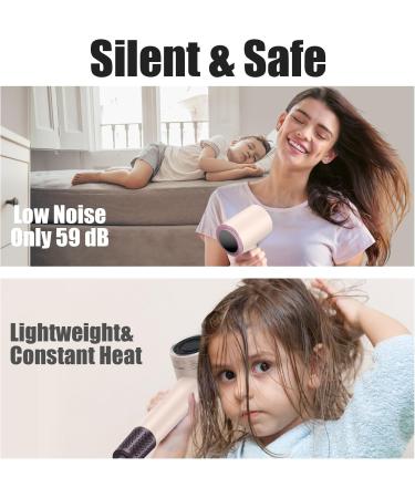 Slopehill Hair Dryer - 110 000 RPM High-Velocity Low Noise Lightweight | Intelligent Temperature Control for Home Salon & Travel - Pink & Rose Gold - Buy Online on GoSupps.com