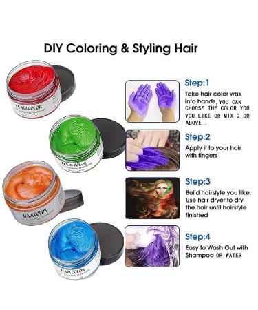 Kids Temporary Hair Color Wax Set - Perfect Gift for Girls, Ages 4-9 | Cosplay, Birthday Parties, Halloween, Christmas - 4 Colors (Red, Orange, Blue, Green) - Buy Online on GoSupps.com