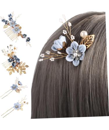 FOMIYES 10 Sets Bridal Headwear Flower Hair Accessories Bridal Tiara Pearl Hair Barrettes Bridal Hair Comb Blue Tiara Side Combs Blue Flower Hair Clip Tiaras Vintage Bridesmaid Aquamarine - Buy Online on GoSupps.com