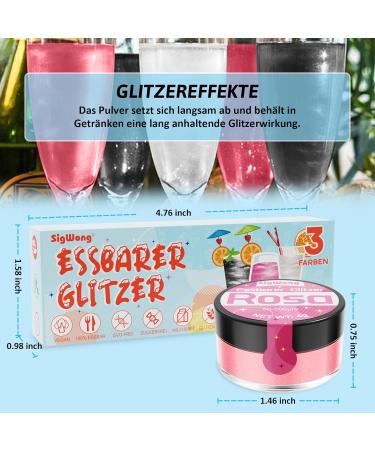 Edible Glitter Set - 3x4g Food Coloring Glitter for Cakes Drinks Cocktails & Fondant - Perfect for Baking & Party Decor - Buy Online on GoSupps.com