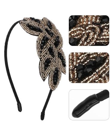 Vintage Crystal Rhinestone Flapper Headband - Black Gold - Buy Online on GoSupps.com