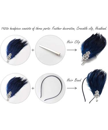 1920s Feather Flapper Headband | Roaring 20s Gatsby Hair Clip - Black - Buy Online on GoSupps.com