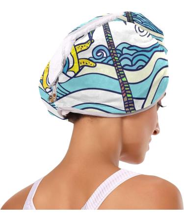 Sun Sea Coconut Tree Hair Towel 2 Pack | Super Absorbent Quick Dry Hair Turbans for Women & Girls - Buy Online on GoSupps.com