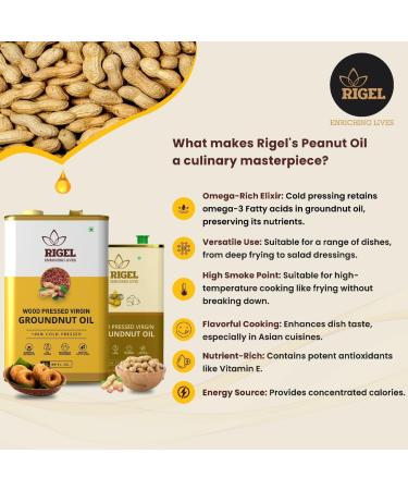 Rigel Spices Cold Pressed Peanut Oil - 1L PET | 100% Natural & Freshly Milled - Buy Online on GoSupps.com