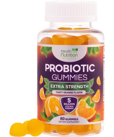 Probiotic Gummies 5 Billion CFU - Advanced Multi-Strain Probiotic Formula Immune Digestive & Gut Health Support Gummy for Women Men Kids Daily Probiotics Supplement Non-GMO Vegan 60 Gummies 60 Count (Pack of 1)