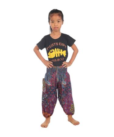 Lofbaz Children Hippy Thai Harem Aladdin Pirate Kids Pants Bohemian Baggy Colorful 0-3 Months Peacock Pink
