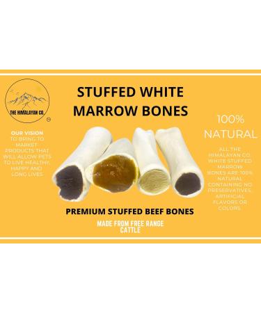 White Stuffed Marrow Bones - *(Pack of 5-6 INCH)* - Marrow Bones for Dogs - (Beef/Sweet Potato/Bacon and Cheese OR PB Stuffed) - Dog CHEW Treat - 100% Natural - Dog Bone (5 Pack - Beef) - Buy Online on GoSupps.com
