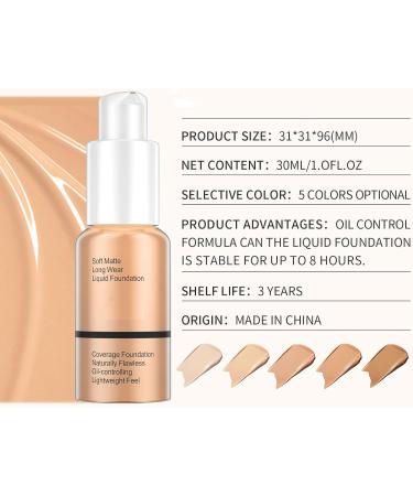 Foundation Full Coverage Foundation Long-Lasting Matte Oil Control Concealer Liquid Foundation 30ml Great Choice and Gift (101# Porcelain) - Buy Online on GoSupps.com