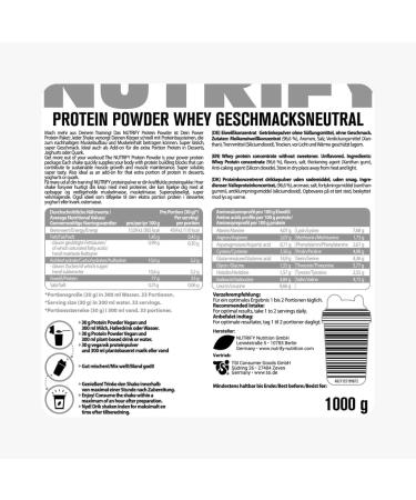 Nutrify Tasteless Whey Protein Powder - 23g Protein per Serving Ideal for Muscle Building & Diet 1kg (33 Servings) Sugar-Free Excellent Solubility - Buy Online on GoSupps.com