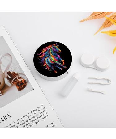 Buy Cute Rainbow Horse Contact Lens Case with Mirror | Portable Eye Lens Box Travel Kit - Buy Online on GoSupps.com