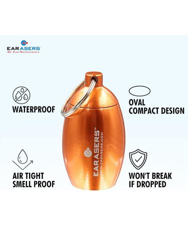 EARasers Keychain Carrying Case - Waterproof Aluminium Earplugs & Pills Holder - Orange Stash Can for Travel - Buy Online on GoSupps.com