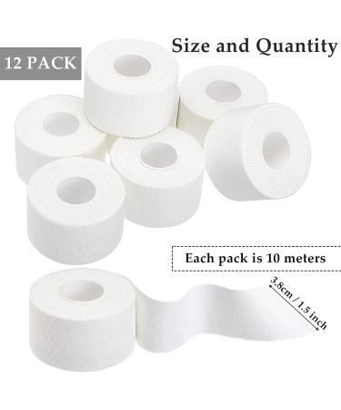 12 Rolls 1.5 in White Athletic Sports Tape Pre Wrap - Strong, Easy Tear Tape for Injury Wrap in Football, Baseball, Hockey, Soccer, Gymnastics - No Sticky Residue - 32.8 Feet Roll - Buy Online on GoSupps.com