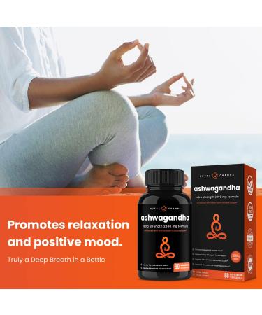 NutraChamps Organic Ashwagandha Capsules 2000mg Adrenal Fatigue Thyroid & Mood Support Ashwagandha Supplements Ashwagandha Root Powder & Lemon Balm Superior Absorption with Black Pepper - Buy Online on GoSupps.com