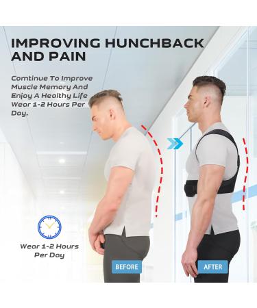 Posture Corrector Back Brace for Men & Women - Adjustable Lightweight Upper Back Support Shoulder Pain Relief Medium Black - Buy Online on GoSupps.com