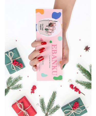 EBANKU Christmas Cured Gel Nail Strips Nail Wraps Stickers Christmas Tree Christmas Hat Gel Nail Polish Wraps Gel Stickers Christmas Nail Art Design for Women Girl - Buy Online on GoSupps.com