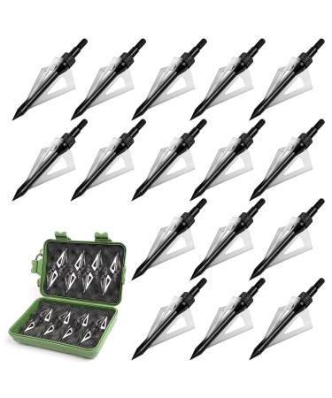 EONACTVE Broadheads 100 Grain - Crossbow Broadheads 3 Blades Arrow Tips Archery Broadheads for Hunting and Shooting Game, Pack with Storage Case Black-16 pcs