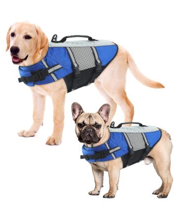 Alagirls Ripstop Dog Lifeguarding vest swimming safety rescue vest with handle excellent buoyancy puppy water swimming jars for swimming boating pool aladlj002-xin-blue m m: 48-58cm (chest basket) blue
