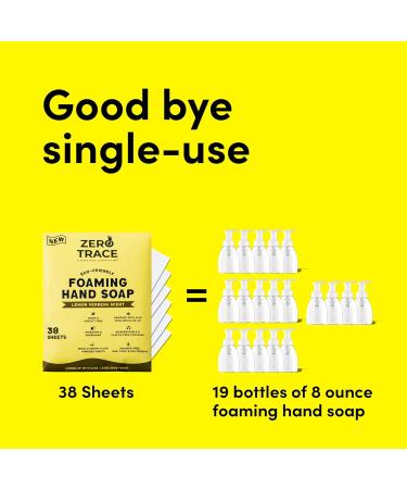 ZERO TRACE Foaming Hand Soap Sheets - Eco-Friendly Plastic-Free Handwash Concentrate 152 Fl Oz Equivalent Lemon Verbena Scent 38 Count - Buy Online on GoSupps.com