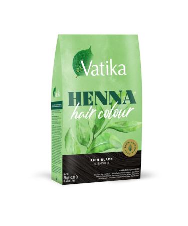 Vatika Henna Coloration Cheveux Naturel Noir - 6 sachets de 10g avec Coloration Cheveuxbio caf & grenade pour couleur et brillance renforce et nourrit les cheveux sans ammoniaque