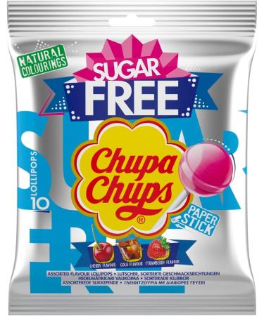 10 x SUGAR FREE Chupa Chups - Mixed Bag Of Strawberry Apple And Cola Ideal Party Bag Fillers Specialist Diets and Calorie Counters