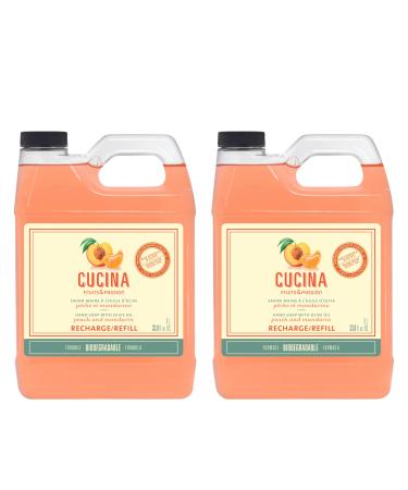 Cucina Fruits & Passion Peach and Mandarin Hand Soap 33.8 fl oz Refill Made in Canada - 2 Pack