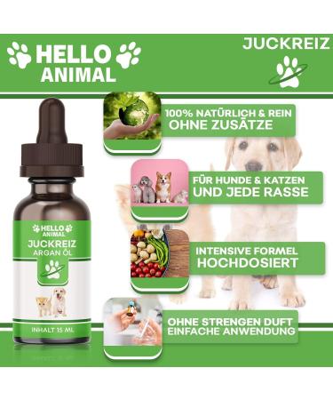 HelloAnimal Itch Argan Oil for Dogs & Cats | Skin Relief for Irritations Lice & Fleas - Immediate Help - Buy Online on GoSupps.com