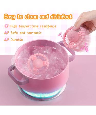GJZZ Teething Toy for Babies 6-12 Months - Rattle Sound, BPA-Free Silicone, Soothes Sore Gums, Easy to Hold Infant Teether (Pink) - Buy Online on GoSupps.com