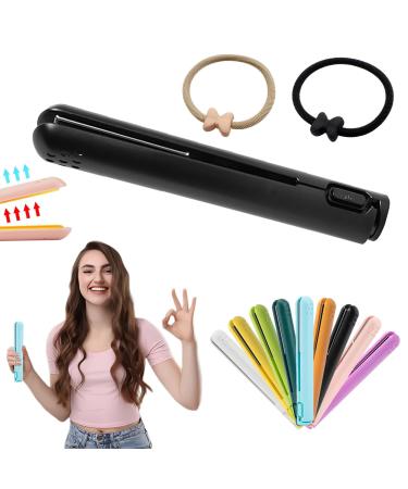 Mini Dual-purpose Curling Iron Upgrade 2-in-1 USB Hair Straightener Curling Iron Ceramic Mini Hair Curler Travel Curling Iron USB Rechargeable Curling Wand (C)