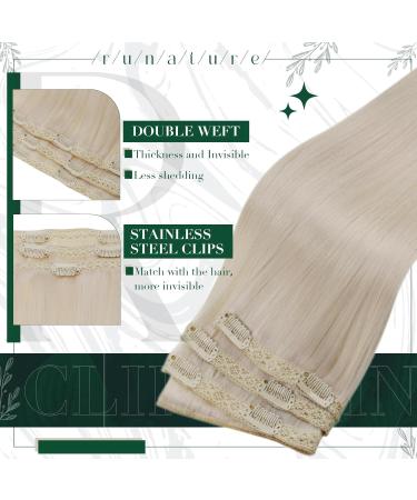 Runature Clip-In Extensions - Real Remy Human Hair 50cm Blonde 3pcs #60 | Premium Quality Clip Hair Extensions - Buy Online on GoSupps.com