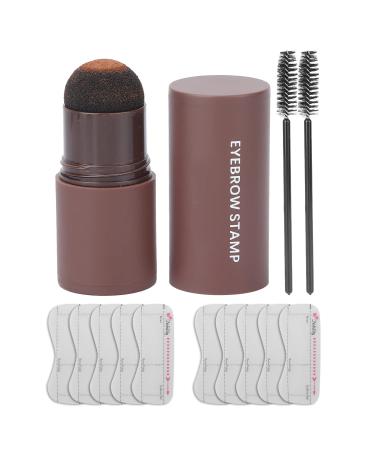 Eyebrow Stamp Kit Long Lasting Waterproof Eyebrow Powder Set Brow Stamp Shaping Kit Eyebrow Definer With 10 Reusable Eyebrow Stencils 2 Eyebrow Pen Brush - Hairline Shadow Powder Stick(Dark brown)