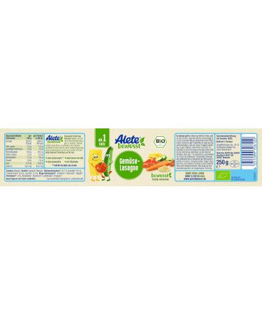 Buy Alete Organic Vegetable Lasagna for Babies | 6x250g Sugar-Free Children's Meal | International Shipping - Buy Online on GoSupps.com