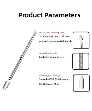Stainless Steel Cuticle Pusher Kit 2 Pcs Nail Pusher for Manicure Pedicure Cuticle Removal & Nail Cleaning - Buy Online on GoSupps.com