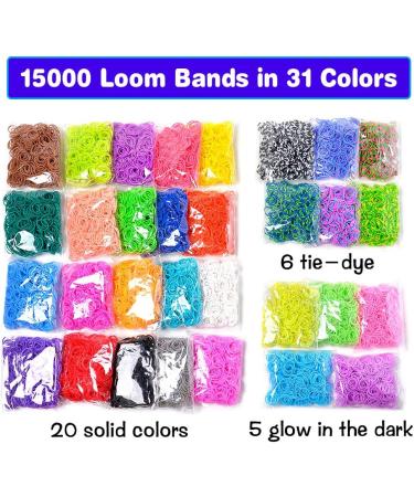 Alysontech 15000+ Loom Rubber Band Refill Kit - 31 Colors Bracelet Making DIY Crafting Gift for Kids with Bands, Clips, Charms, Hooks, and Looms - Buy Online on GoSupps.com