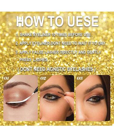 2021 Upgraded Self-adhesive Eyeliner Glue Pen 2 in 1 - Diamond Bling Glitter Liquid Eyeliner for Eye Makeup - No Glue, Non Magnetic - Perfect for Normal False Eyelashes - Buy Online on GoSupps.com