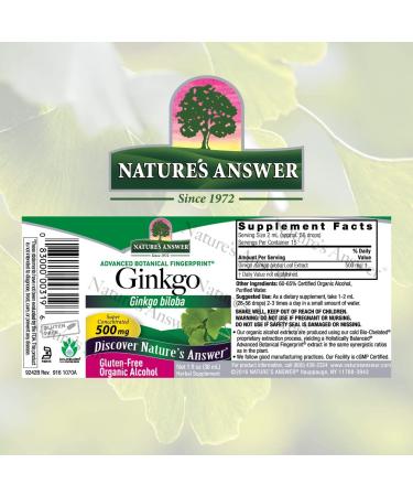 Nature's Answer Ginkgo Leaf Extract | Organic Alcohol | Boost Cognitive Function & Mental Clarity | 1 oz - Buy Online on GoSupps.com