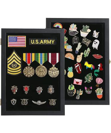Verani Pin Display Case - 11x14 Pin Collection Display with 98% Uv Protection Acrylic Door for Military Medals, Beach Tags, Jewelry Pins, Pin Gift, Insignia Ribbons, Pin Enthusiast Collectibles, Black 11x14-Black