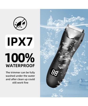 Men's Waterproof Body Hair Trimmer | Electric LCD Display | Painless Wet & Dry Groin Shaver | Quiet Hygiene Razor SMT033 Black - Buy Online on GoSupps.com