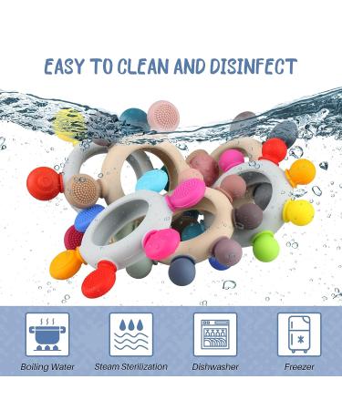 Organic Wooden & Silicone Baby Teething Toy Rings - Khaki (3+ Months) - Buy Online on GoSupps.com