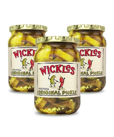 Wickles Pickles Original Pickles (3 Pack - 16oz Each) - Kosher Dill Pickle Chips - Sweet, Slightly Spicy, Wickedly Delicious