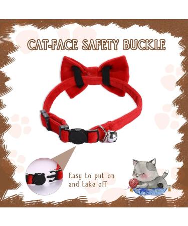 2 Pcs Velvet Bowtie Cat Collar with Bell Adjustable Breakaway Cat Collars Kitten Small Puppy Safety Bow Tie Solid Wedding Red Cat Collar for Boy Girl Cats - Buy Online on GoSupps.com