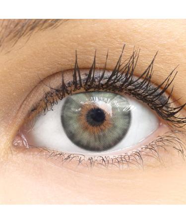 Very opaque and natural green contact lenses silicone comfort novel colored "Lucca Green" + container of glamlens - 1 pair (2 pieces) - dia 14.00 - Without strength 0.00 dioptries