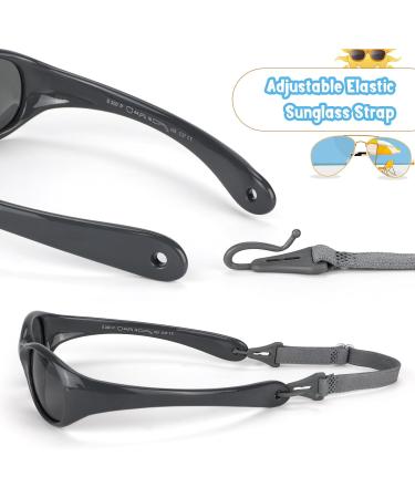 Hifot Polarized Baby Sunglasses UV Protection for Boys and Girls | Flexible Non-Folding Toddler Shades, Grey, Ages 6 months - 2 years - Buy Online on GoSupps.com