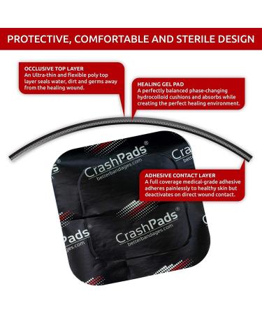 CrashPads Adhesive Bandages for Road Rash & Burns - 14pcs Assorted Sizes in Raspberries (Roadrash Dressing) - Buy Online on GoSupps.com