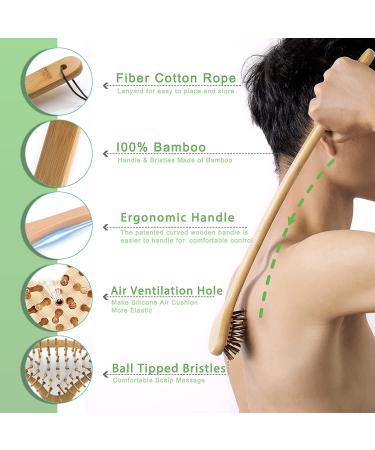 Large Curved Bamboo Back Scratcher with 59 Wooden Points - Instant Itch Relief & Back Massager for Men Women Adults | Curved Handle & Air Cushion Design (White) - Buy Online on GoSupps.com
