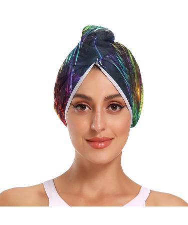 A Rainbow Dragon Hair Towel 2 Pack Super Absorbent Hair Drying Towel Quick Dry Hair Turbans Head Towel with Button Twisty Wrap for Women Girls